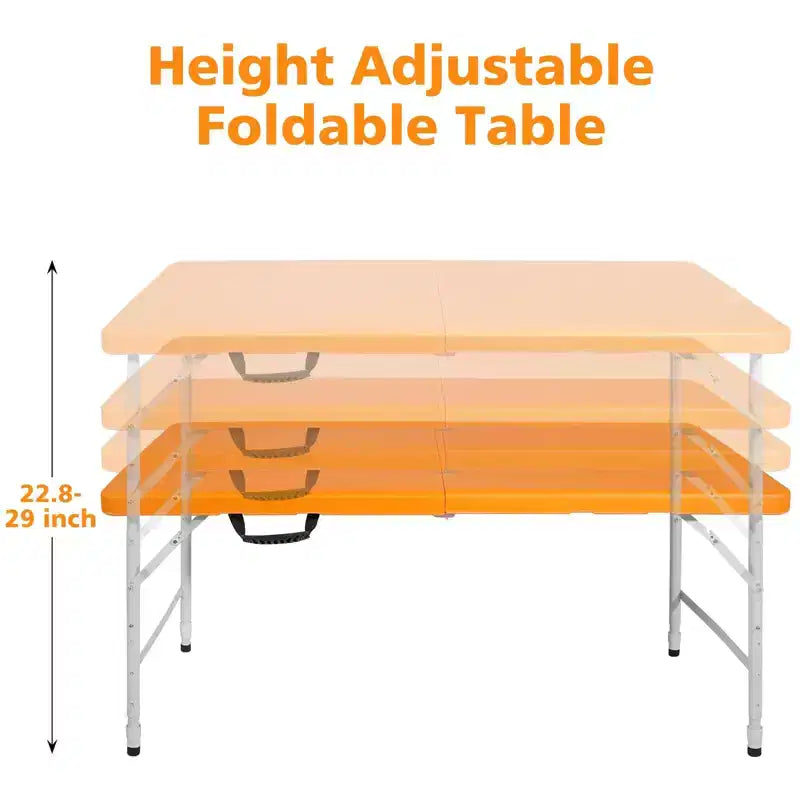 Portable Plastic Folding Table, Heavy Duty Indoor Outdoor Picnic Dining Camping Table