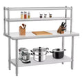1PC Custom Stainless Steel Multifunctional Kitchen Workbench with Double-layer Desktop Shelf,