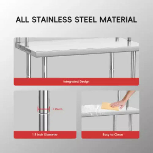 1 établi de cuisine multifonctionnel en acier inoxydable sur mesure avec étagère double couche,