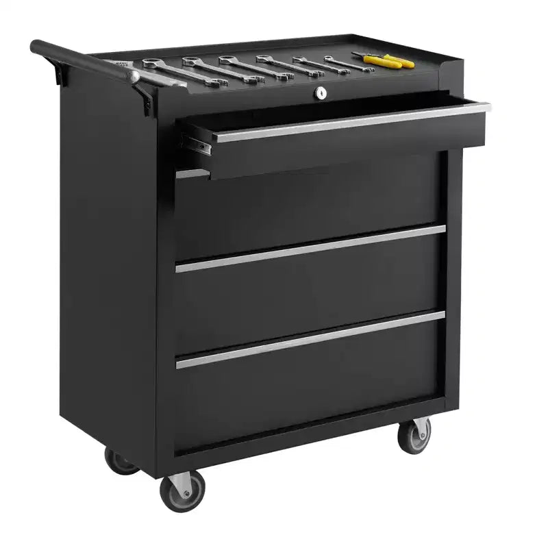 COZONY 4-Drawer Mobile Tool Cart with Key Lock & Liners, Heavy-Duty Rolling Tool Cabinet for Garage & Workshop