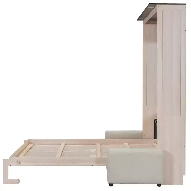 Whisen Queen Size Murphy Bed with Sofa and LED
