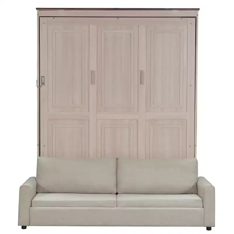 Whisen Queen Size Murphy Bed with Sofa and LED