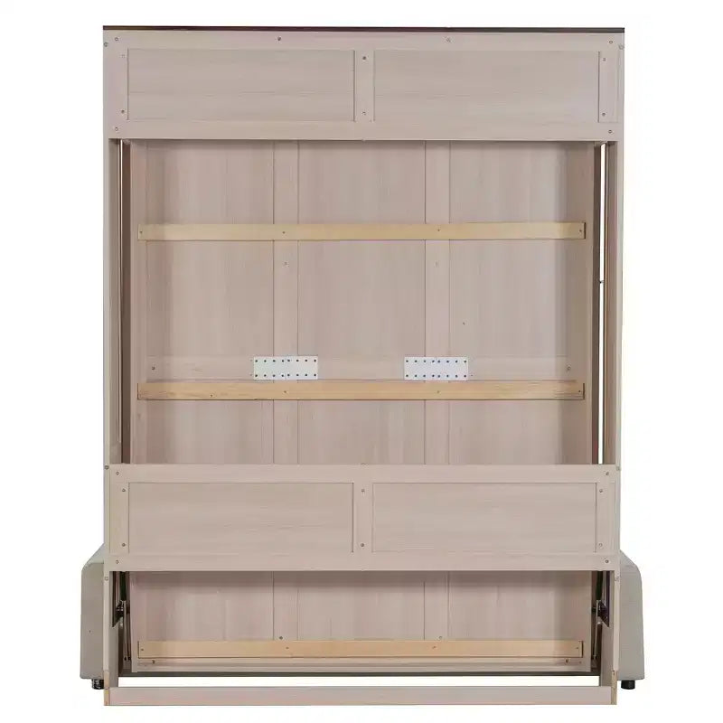 Whisen Queen Size Murphy Bed with Sofa and LED