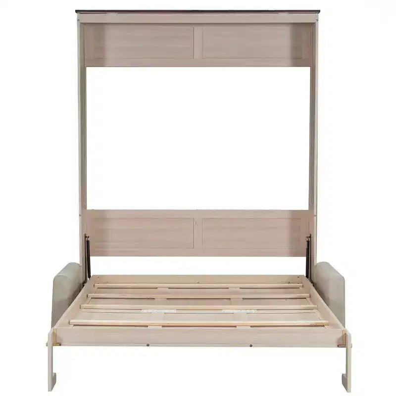 Whisen Queen Size Murphy Bed with Sofa and LED