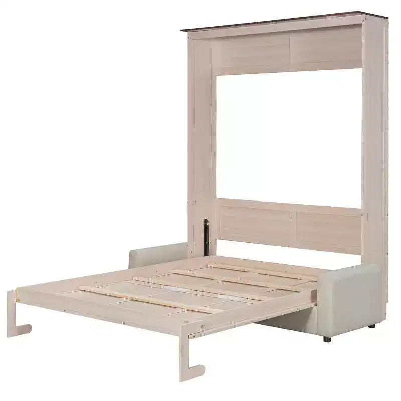 Whisen Queen Size Murphy Bed with Sofa and LED