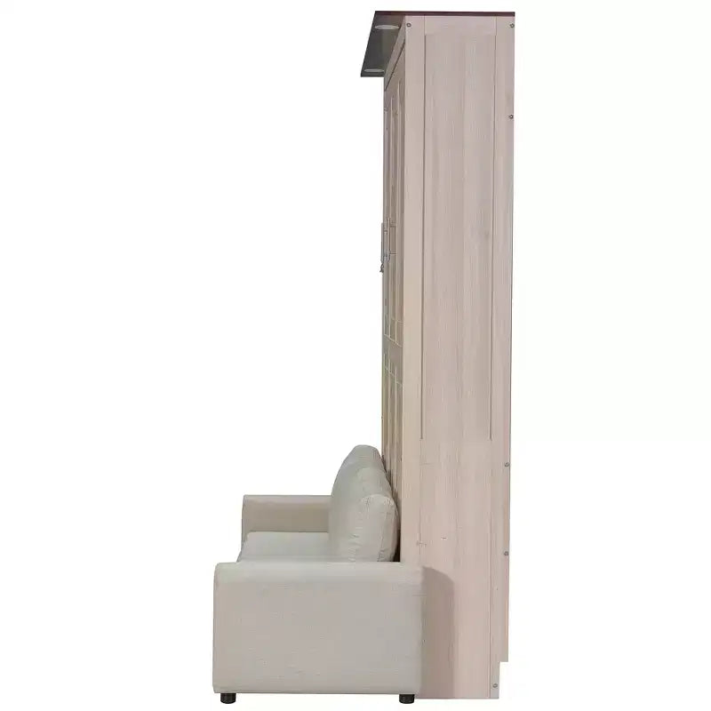 Whisen Queen Size Murphy Bed with Sofa and LED