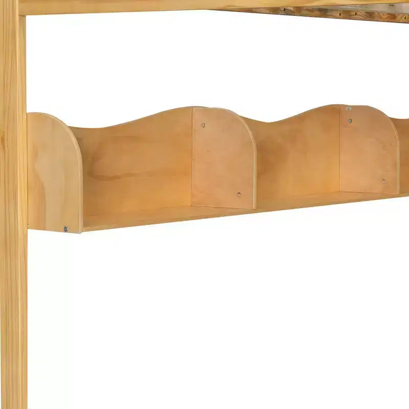 Whisen Queen Size Wooden Loft Bed Frame with Staircase and Wardrobe, Storage Shelves and Under-bed Space