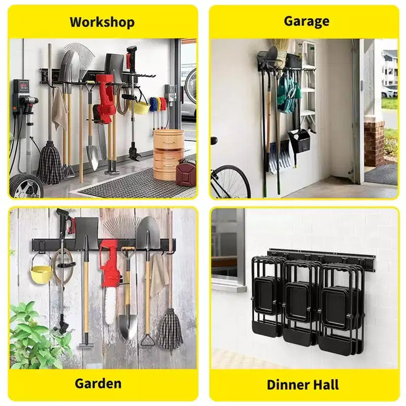 Tool Organizer, Garage Organizer  48 13 Pcs Heavy-Duty Wall Mount Garden Tool Storage with 8 Adjustable Hooks & 2 Straps