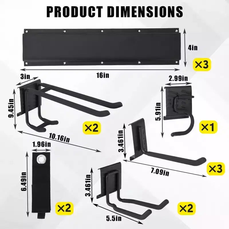 Tool Organizer, Garage Organizer  48 13 Pcs Heavy-Duty Wall Mount Garden Tool Storage with 8 Adjustable Hooks & 2 Straps