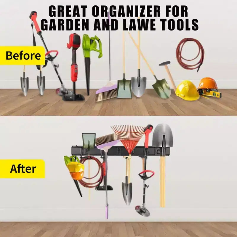Tool Organizer, Garage Organizer  48 13 Pcs Heavy-Duty Wall Mount Garden Tool Storage with 8 Adjustable Hooks & 2 Straps