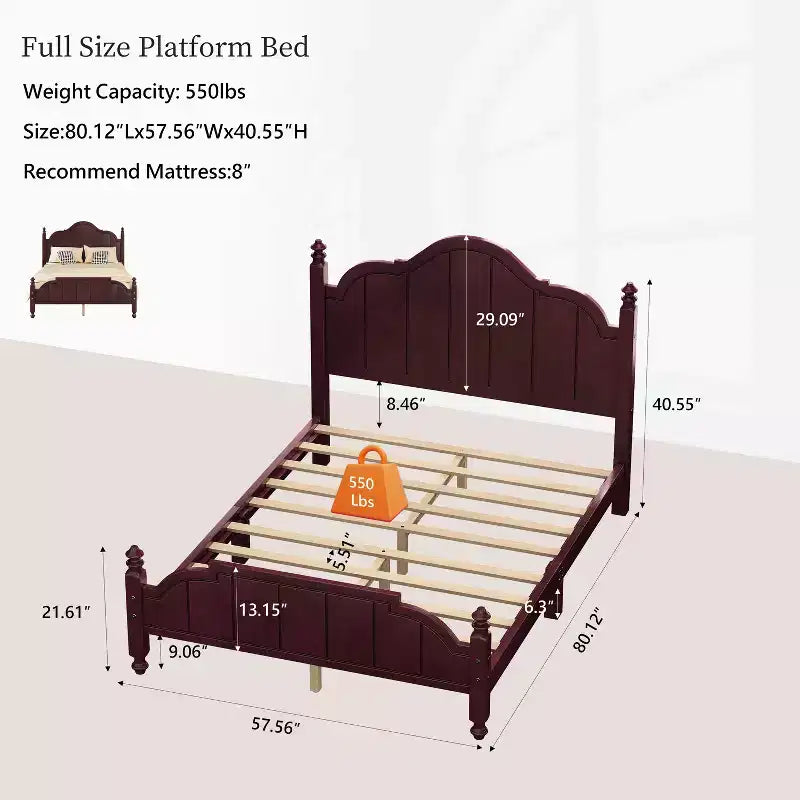 GDFStudio Matilda Vintage Wooden Bed Frame