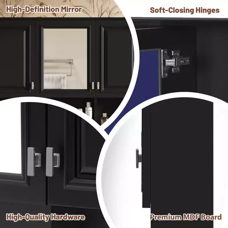 41 Inch Bathroom Wall Cabinet, Wall Mounted Medicine Cabinet with Mirror Doors & Adjustable Shelves, Floating Storage Cabinet for Bathroom