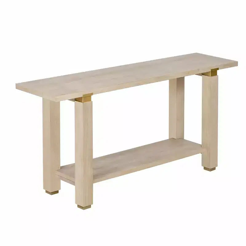 TUYOHW 63 Extra Long Console Table with Solid Pine Legs,Industrial Metal Trim,Entryway Table with Storage Shelf for Hallway,Living Room,Foyer