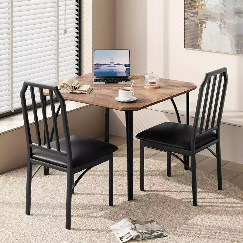 Dining Table Set for 2, Kitchen Table Set of 2 with Upholstered Cushion Chairs, Dining Room Table Set with Kitchen Chairs