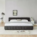 MAYEERTY King Size Upholstered Bed with Headboard Solid Bed Frame Drawer for Bedroom Dark Gray