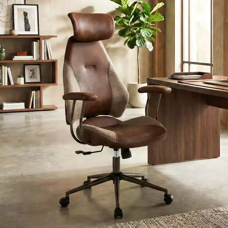 Costway Ergonomic Office Chair with 2D Headrest, Rocking Backrest & Wheels, Gaming Chair Blue/Brown & Beige/Gray & Blue