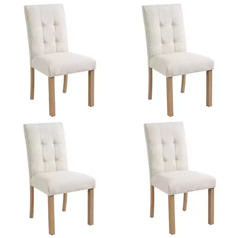 TUYOHW Modern Linen Tufted Upholstered Dining Chairs Set of 4,Accent Dining Room Chairs with Rubber Solid Wood Frame