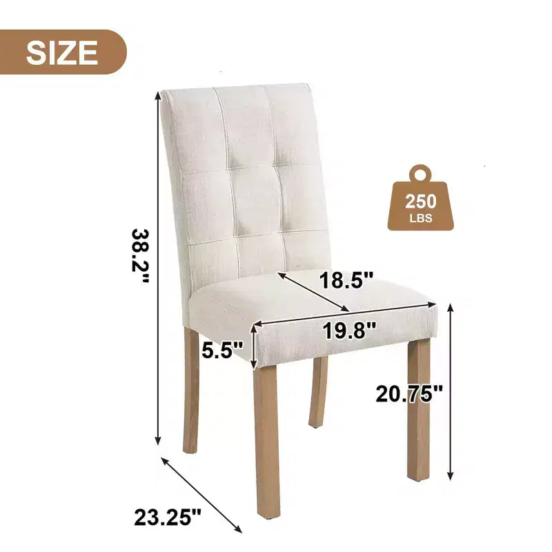TUYOHW Modern Linen Tufted Upholstered Dining Chairs Set of 4,Accent Dining Room Chairs with Rubber Solid Wood Frame
