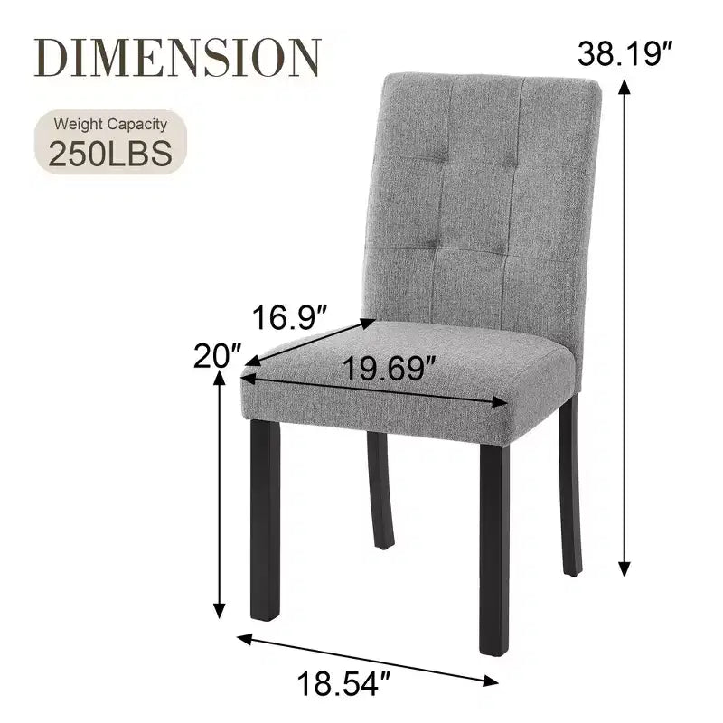 TUYOHW Modern Linen Tufted Upholstered Dining Chairs Set of 4,Accent Dining Room Chairs with Rubber Solid Wood Frame