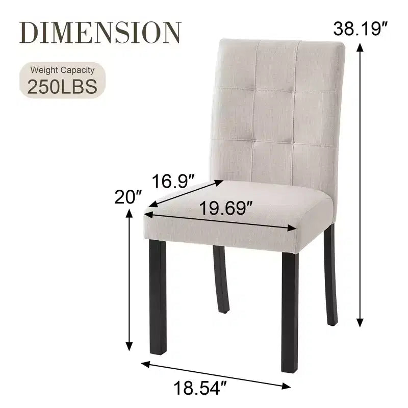 TUYOHW Modern Linen Tufted Upholstered Dining Chairs Set of 4,Accent Dining Room Chairs with Rubber Solid Wood Frame