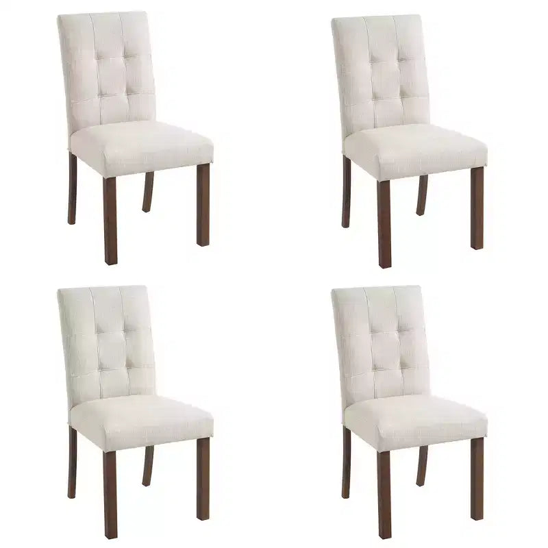 TUYOHW Modern Linen Tufted Upholstered Dining Chairs Set of 4,Accent Dining Room Chairs with Rubber Solid Wood Frame