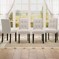 TUYOHW Modern Linen Tufted Upholstered Dining Chairs Set of 4,Accent Dining Room Chairs with Rubber Solid Wood Frame