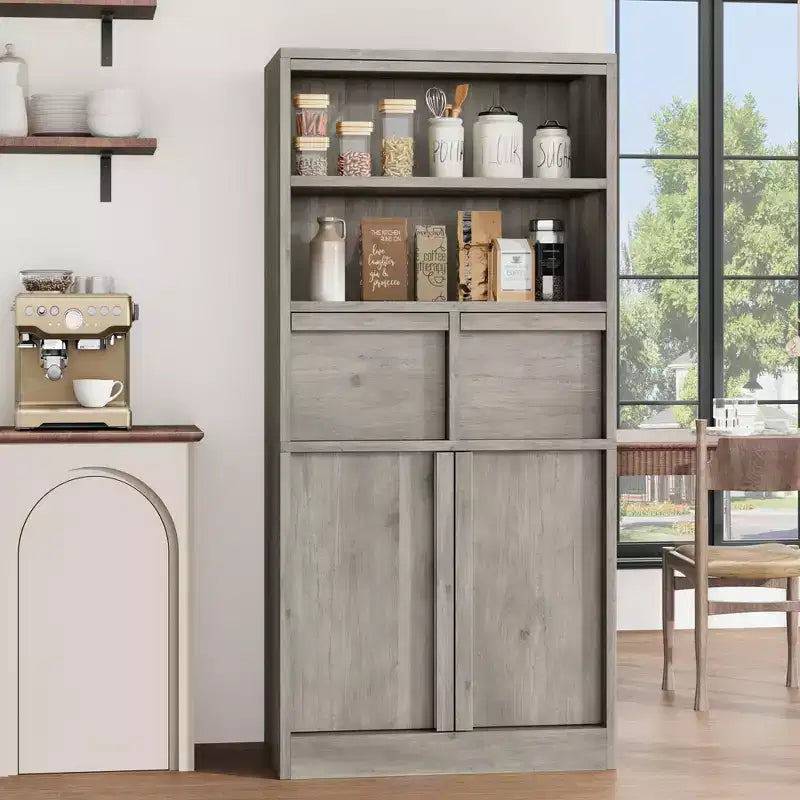 51Tall Bathroom Storage Cabinet, Freestanding Floor Organizer with Doors & 2 Drawers for Bathroom, Living Room, Kitchen & Pantry