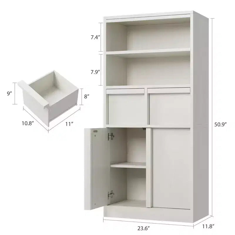 51Tall Bathroom Storage Cabinet, Freestanding Floor Organizer with Doors & 2 Drawers for Bathroom, Living Room, Kitchen & Pantry