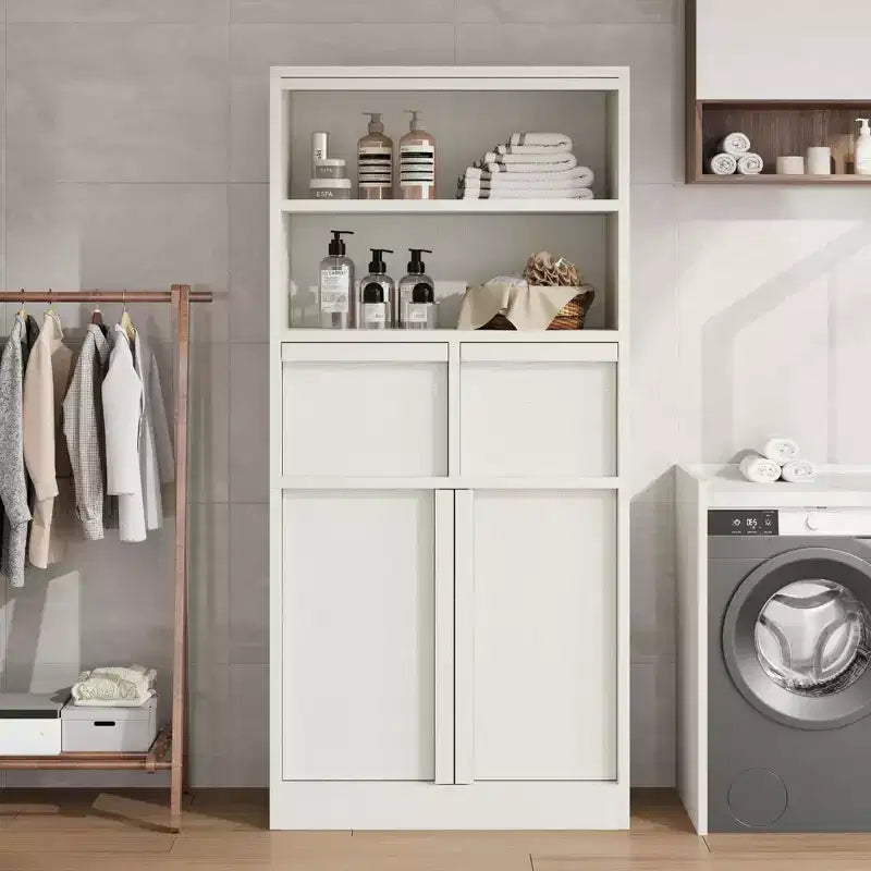 51Tall Bathroom Storage Cabinet, Freestanding Floor Organizer with Doors & 2 Drawers for Bathroom, Living Room, Kitchen & Pantry