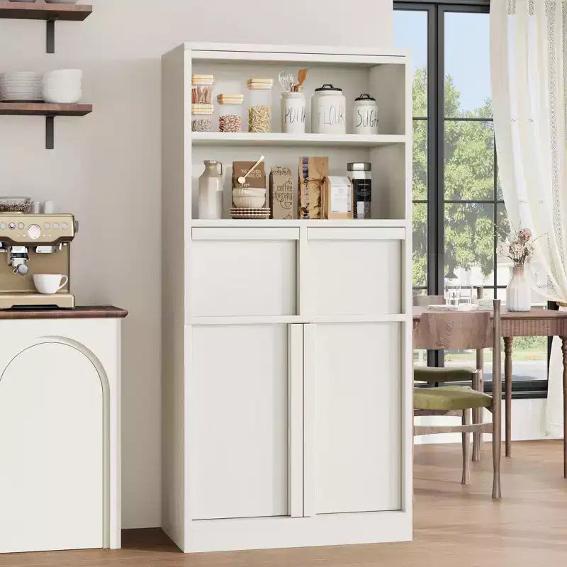 51Tall Bathroom Storage Cabinet, Freestanding Floor Organizer with Doors & 2 Drawers for Bathroom, Living Room, Kitchen & Pantry