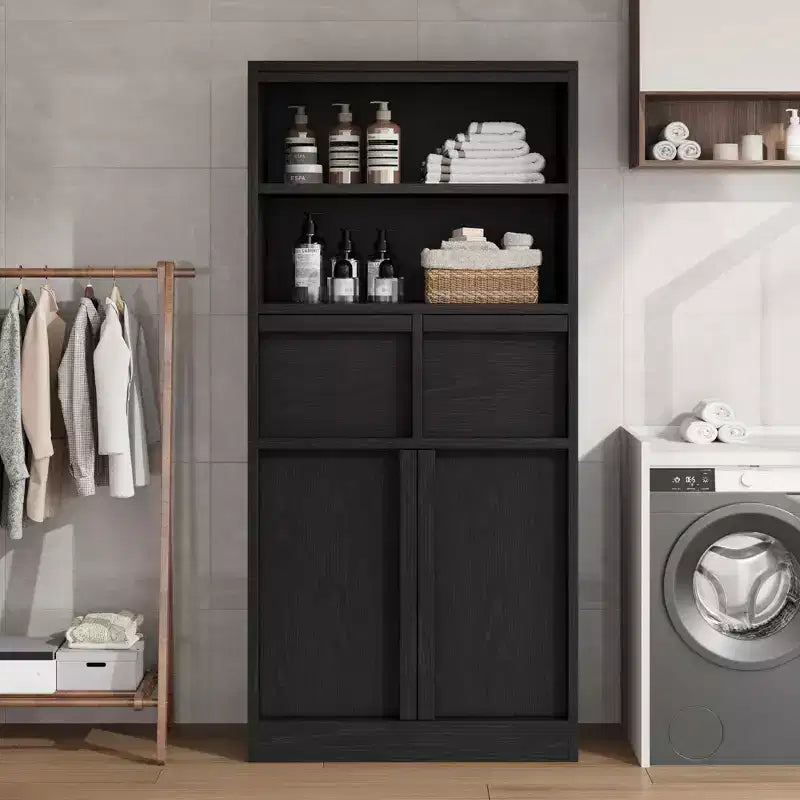 51Tall Bathroom Storage Cabinet, Freestanding Floor Organizer with Doors & 2 Drawers for Bathroom, Living Room, Kitchen & Pantry