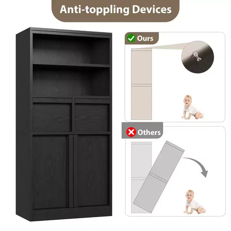 51Tall Bathroom Storage Cabinet, Freestanding Floor Organizer with Doors & 2 Drawers for Bathroom, Living Room, Kitchen & Pantry