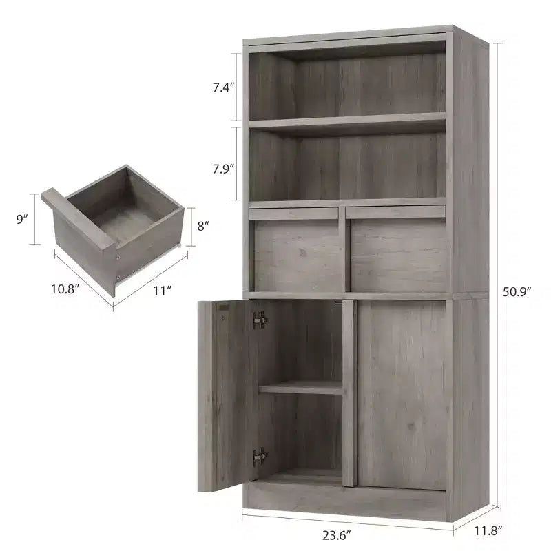 51Tall Bathroom Storage Cabinet, Freestanding Floor Organizer with Doors & 2 Drawers for Bathroom, Living Room, Kitchen & Pantry