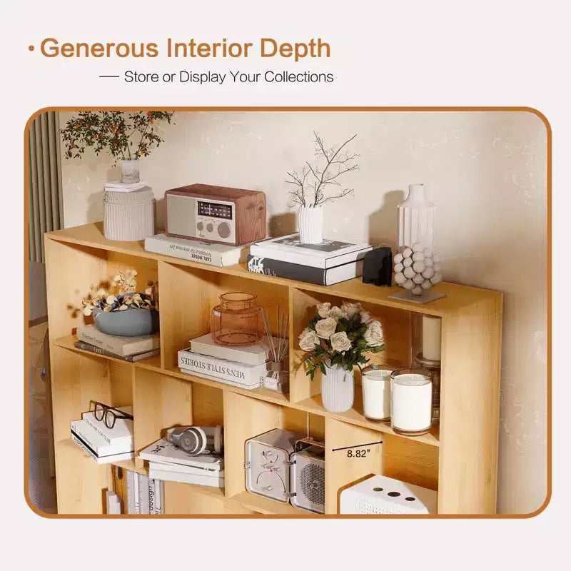 Modern 10-Cube Storage Bookshelf, 3-Tier Open Display Organizer with Reinforced Metal Base for Living Room and Home Office