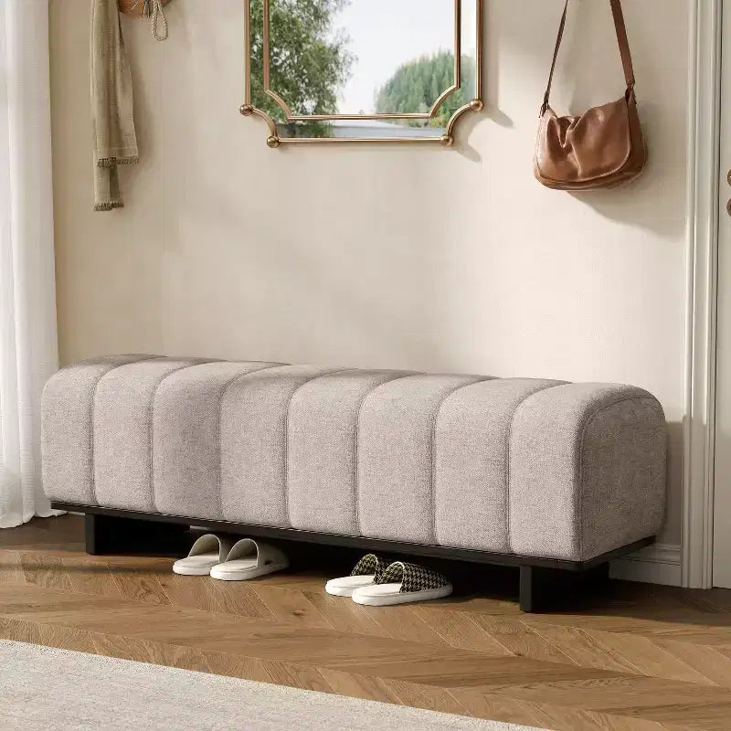 Christopher Knight Home Yayoi Modern Wooden Upholstered Dining Bench with Rubberwood Legs