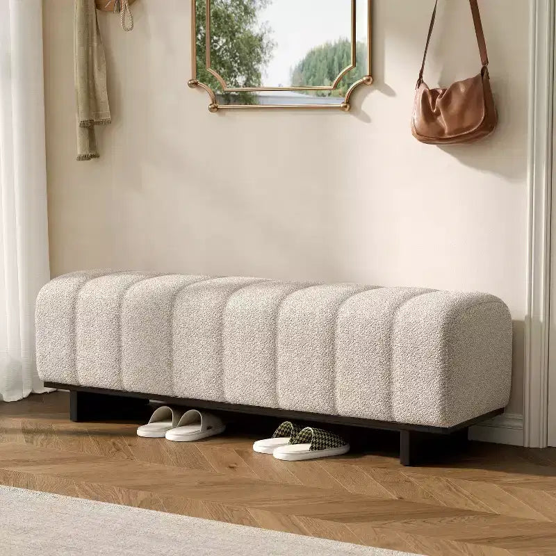 Christopher Knight Home Yayoi Modern Wooden Upholstered Dining Bench with Rubberwood Legs