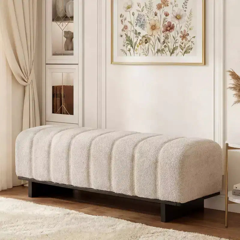 Christopher Knight Home Yayoi Modern Wooden Upholstered Dining Bench with Rubberwood Legs