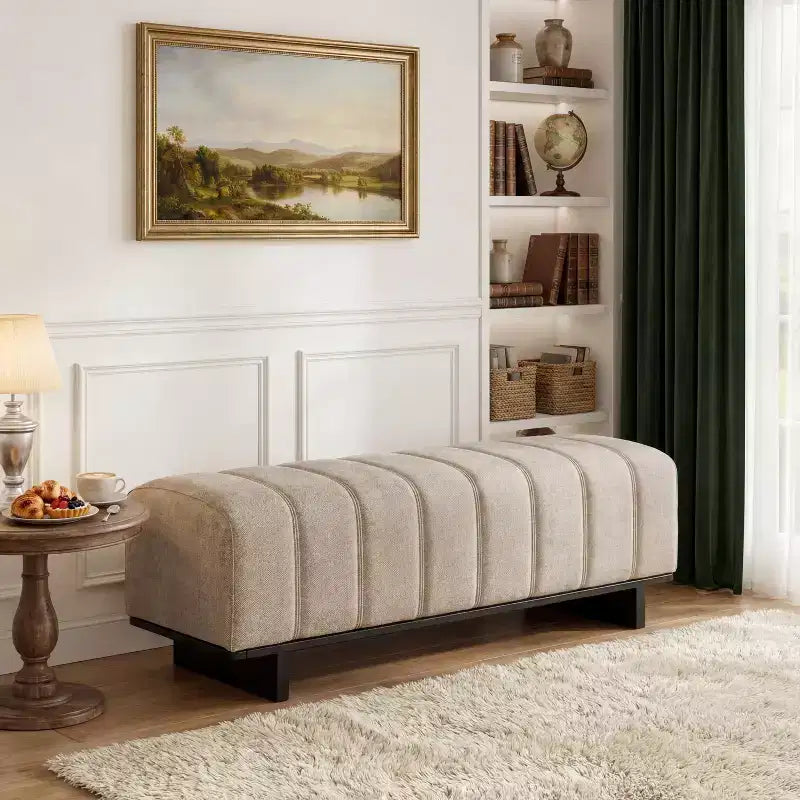 Christopher Knight Home Yayoi Modern Wooden Upholstered Dining Bench with Rubberwood Legs