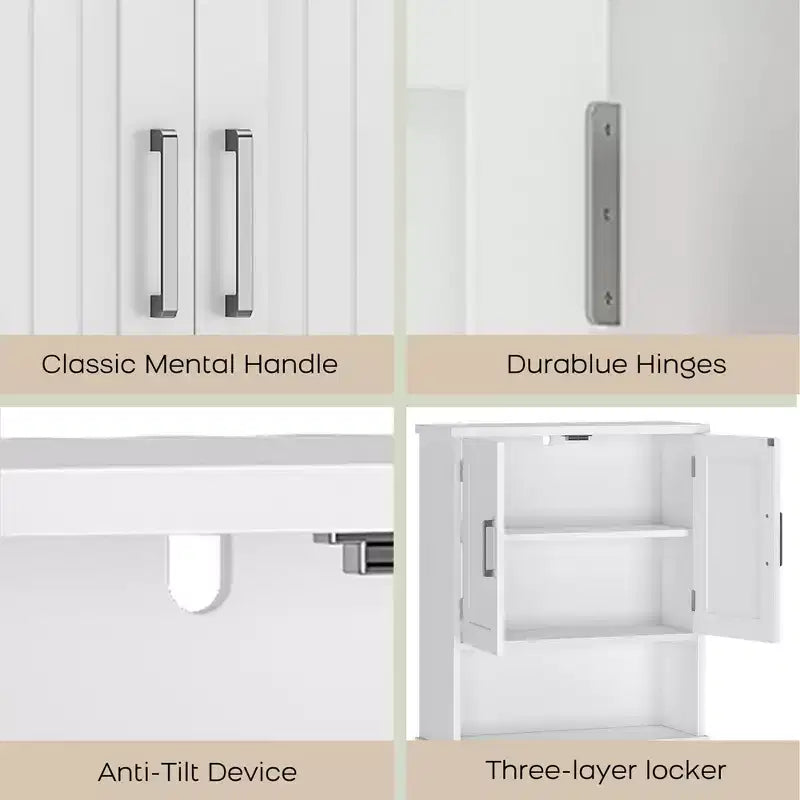 Over-The-Toilet Storage Cabinet with Double Doors and Open Shelf | Freestanding Bathroom Organiser for Toilet & Laundry Room