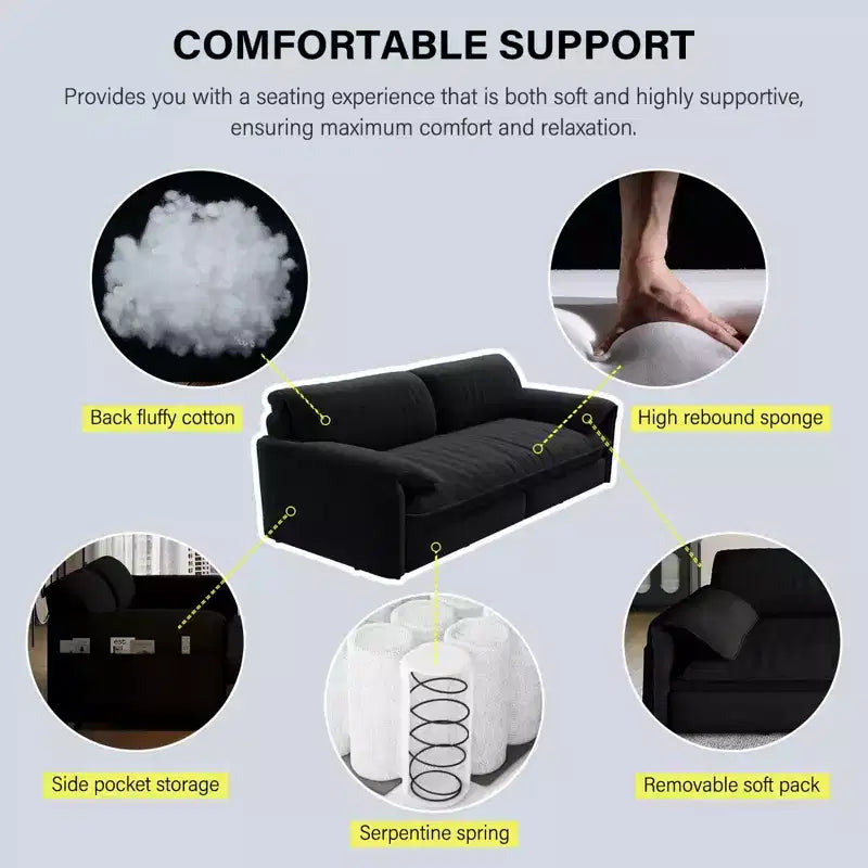 FurnitureR 3-in-1 Convertible Sofa Bed, Extendable Sleeper Couch with Pull-Out Queen Bed, Space-Saving Sofa for Living Room, Apartment or Guest Room