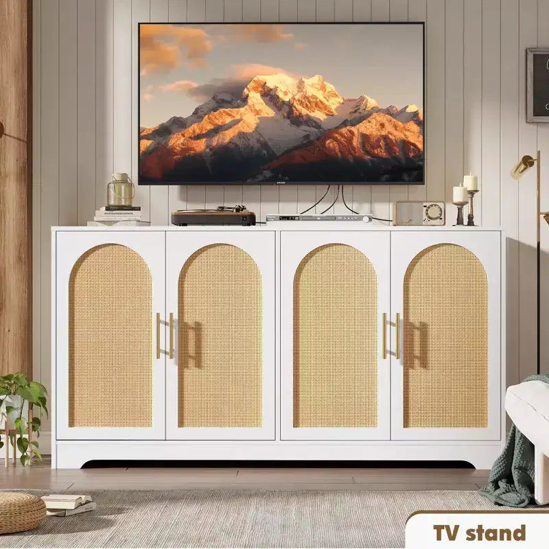 COZONY 30 Rattan Sideboard Buffet Cabinet, Modern Console Table for Living Room, Kitchen, Hallway, Dining Room, Entryway