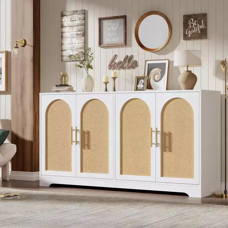 COZONY 30 Rattan Sideboard Buffet Cabinet, Modern Console Table for Living Room, Kitchen, Hallway, Dining Room, Entryway