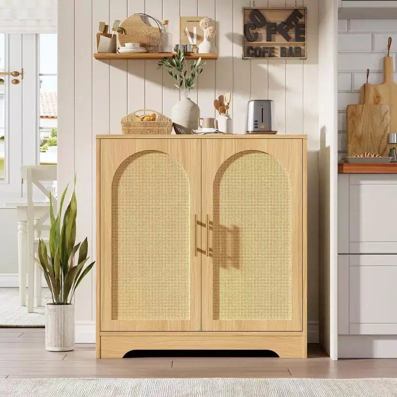 COZONY 30 Rattan Sideboard Buffet Cabinet, Modern Console Table for Living Room, Kitchen, Hallway, Dining Room, Entryway