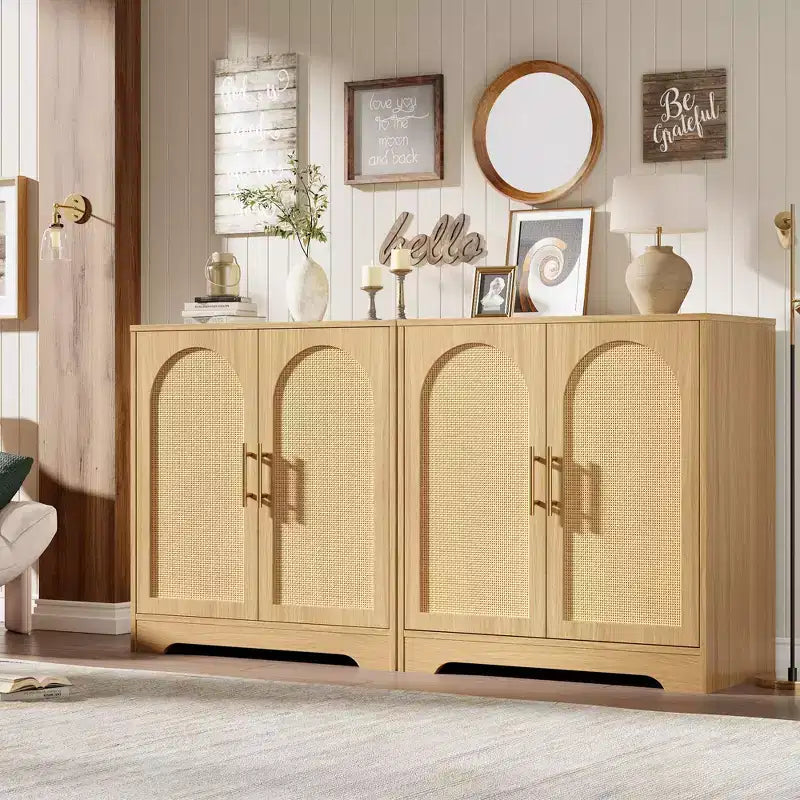 COZONY 30 Rattan Sideboard Buffet Cabinet, Modern Console Table for Living Room, Kitchen, Hallway, Dining Room, Entryway
