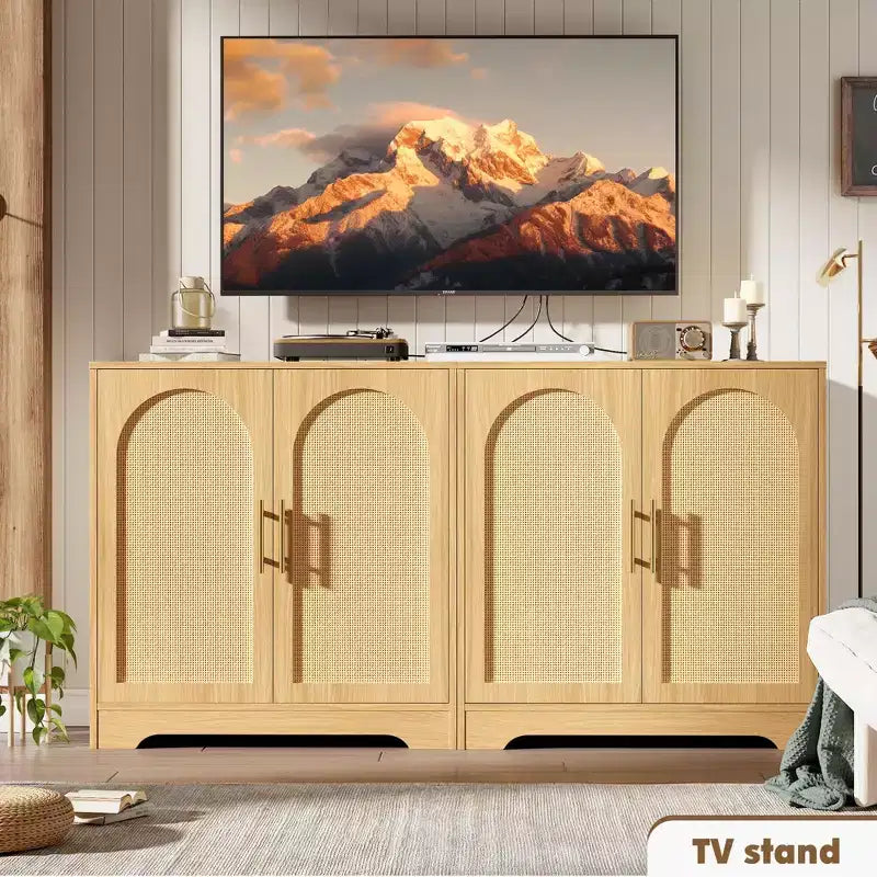 COZONY 30 Rattan Sideboard Buffet Cabinet, Modern Console Table for Living Room, Kitchen, Hallway, Dining Room, Entryway