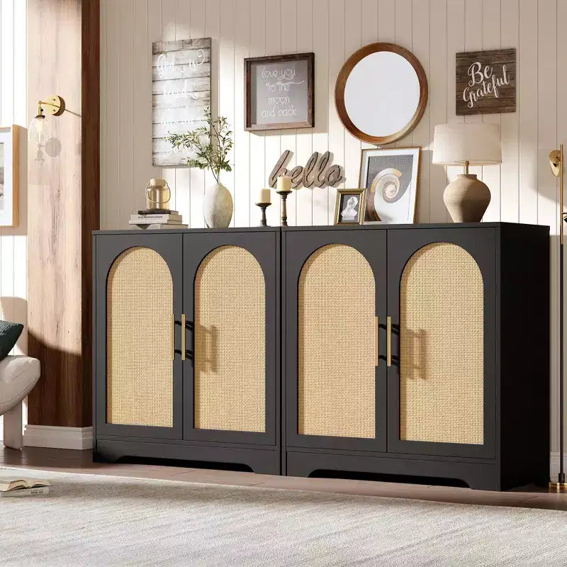 COZONY 30 Rattan Sideboard Buffet Cabinet, Modern Console Table for Living Room, Kitchen, Hallway, Dining Room, Entryway