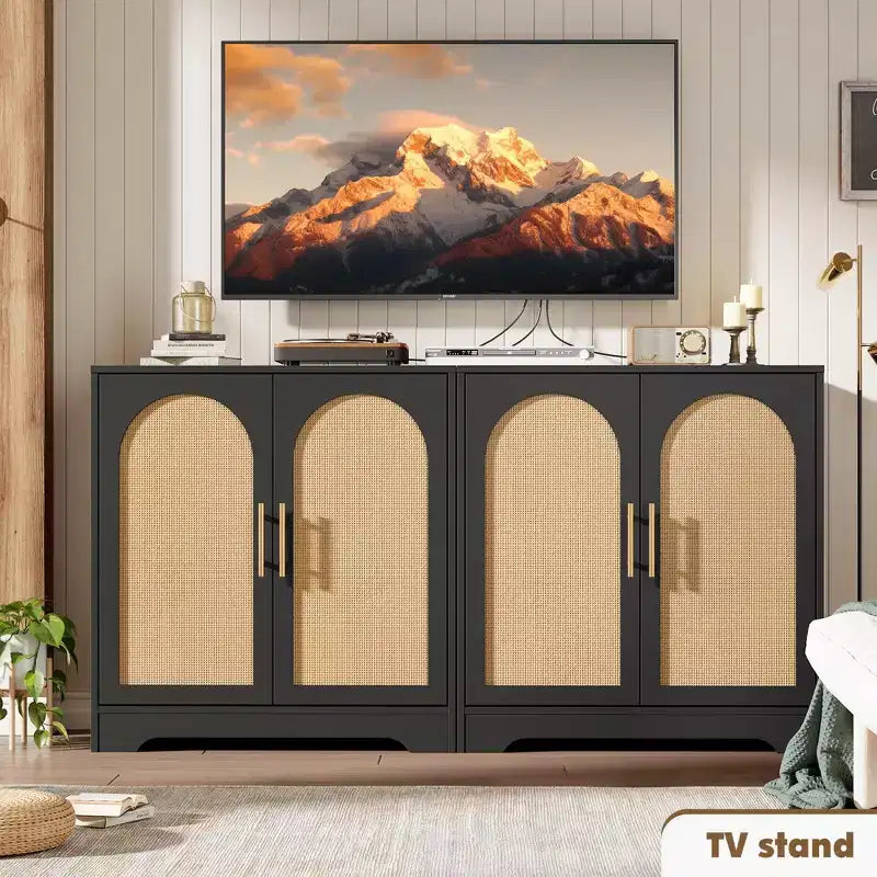 COZONY 30 Rattan Sideboard Buffet Cabinet, Modern Console Table for Living Room, Kitchen, Hallway, Dining Room, Entryway