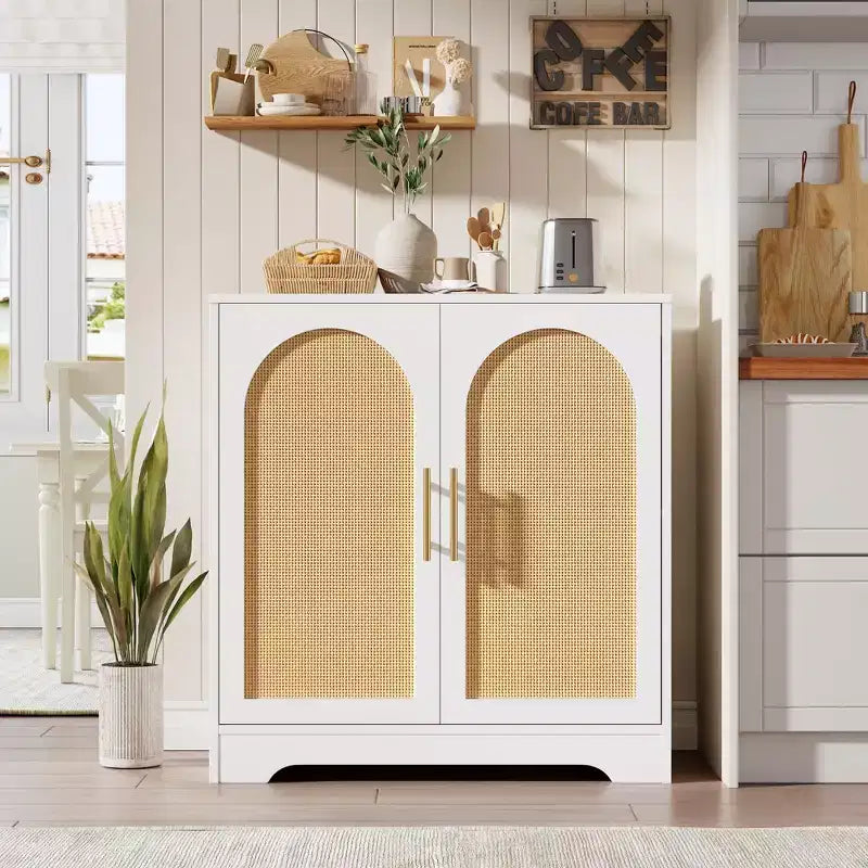 COZONY 30 Buffet bahut en rotin, console moderne pour salon, cuisine, couloir, salle à manger, entrée