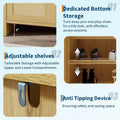 Shoe rack storage cabinet at the entrance, with a door and adjustable, suitable for corridors and living rooms, made of light oak material