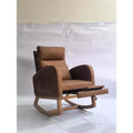 Nursery Glider Rocking Chair with High Backrest, Upholstered Breathable PU Leather & Sturdy Wooden Legs, Comfortable Nursing Chair